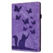 iPad Pro 13 2024 Purple Butterfly Cat Embossed Leather Tablet Case - 2