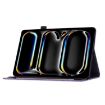 iPad Pro 13 2024 Purple Butterfly Cat Embossed Leather Tablet Case - 5