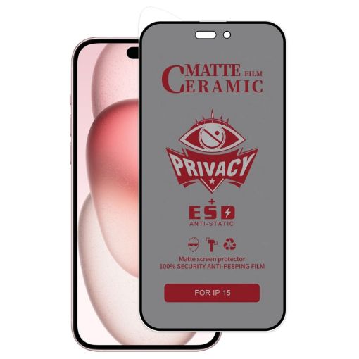 iPhone 15 Frosted Privacy Ceramic Film - Full Coverage Screen Protector - 1