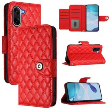 OnePlus Ace 5 Racing Rhombic Texture Flip Leather Case with Lanyard Red - 1