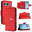 OnePlus Nord 4 5G Red Rhombic Texture Flip Leather Case with Lanyard - 1