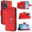 OPPO A5/A3 Pro 5G Red Rhombic Texture Flip Leather Case with Lanyard - 1