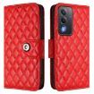 OPPO A5/A3 Pro 5G Red Rhombic Texture Flip Leather Case with Lanyard - 2