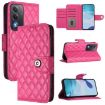 OPPO A5/A3 Pro 5G Rhombic Flip Leather Case with Lanyard - Rose Red - 1