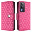 OPPO A5/A3 Pro 5G Rhombic Flip Leather Case with Lanyard - Rose Red - 2