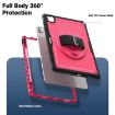 iPad Pro 13 2024 Rose Red Honeycomb Grip Turntable Stand Case - 3