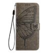 OPPO Reno14 Pro 5G Grey Embossed Butterfly Leather Phone Case - 3
