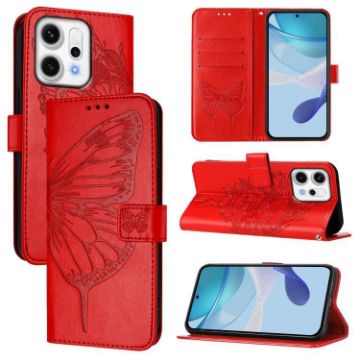 OPPO Reno14 Pro 5G Red Butterfly Leather Phone Case - Global Version - 1