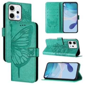OPPO Reno14 5G Green Butterfly Leather Phone Case - Global Version - 1