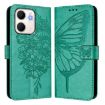 OPPO A5x 4G/5G Global Green Embossed Butterfly Leather Phone Case - 2