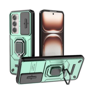 OPPO Reno12 Global Green Shockproof Case with Holder - Camshield TPU + PC - 1