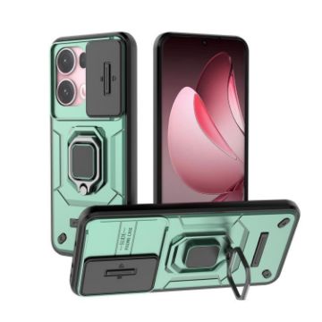 OPPO Reno13 Pro 5G Green Shockproof Case with Holder - Camshield TPU+PC - 1