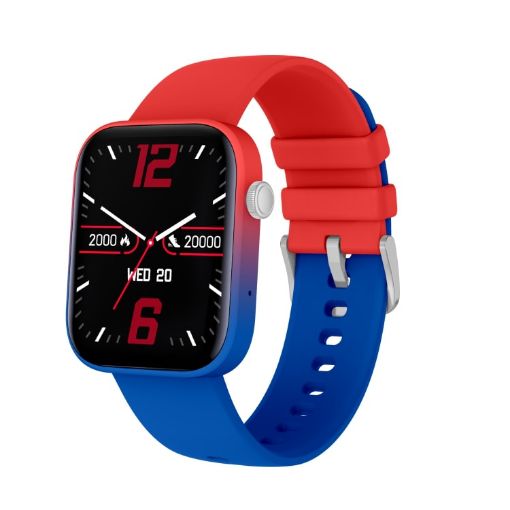 P43 Smart Watch, 1.8" TFT, Heart Rate Monitor, 100+ Sports Modes, Red Blue - 1