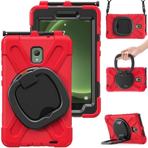 Samsung Galaxy Tab Active5 X300 Red Silicone Hybrid Case with Strap - 1