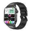 ET580 Sports Smart Watch: 2.04" AMOLED, Bluetooth Call, ECG, Black Leather - 1