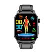 ET580 Sports Smart Watch: 2.04" AMOLED, Bluetooth Call, ECG, Black Leather - 2