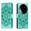 Xiaomi 14 Ultra Green Sun Mandala Embossed Leather Phone Case - 1