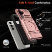 Samsung Galaxy A25 5G Shockproof Card Case with Ring Holder - Rose Gold - 5