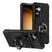 Samsung Galaxy A55 5G Shockproof Card Case with Ring Holder (Black) - 1