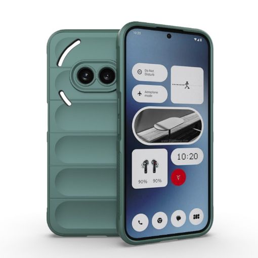 Magic Shield TPU + Flannel Phone Case for Nothing Phone 2a - Dark Green - 1