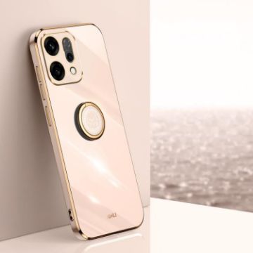 OPPO Reno14 5G Pink TPU Phone Case with Ring Holder - Global XINLI 6D - 1