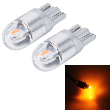 T10 2W LED Car Clearance Lights 2PCS, 12V Yellow SMD-3030 Lamps - 1