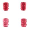 4PCS Red Metal Plated Hexagon Tire Valve Stem Caps Universal Fit - 2