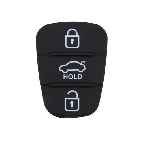 Hyundai/Kia Car Key Shell 3-Button Silicone Pad Replacement, No Battery - 1