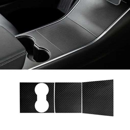 Tesla Model 3 Pre-2021 Central Control Panel Sticker Carbon Fiber Black - 1