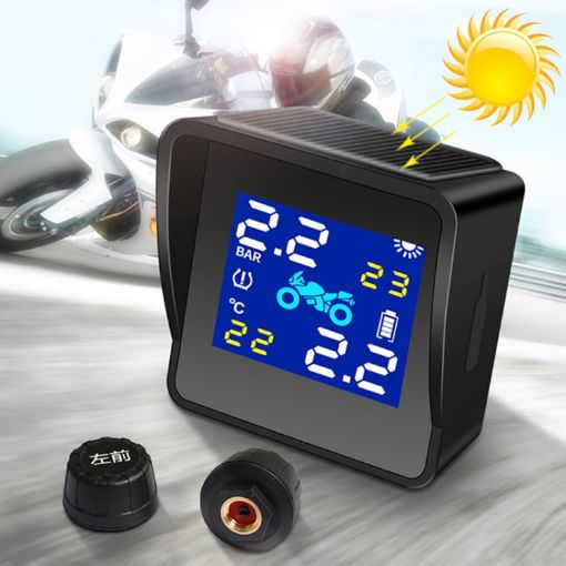 Universal Motorcycle Wireless Solar TPMS Tire Pressure Alarm System - 1