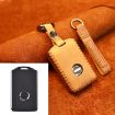Volvo Car Cowhide Leather Key Cover - Single Slit Style (Brown) - 1