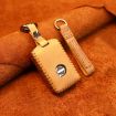 Volvo Car Cowhide Leather Key Cover - Single Slit Style (Brown) - 2