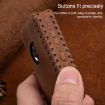 Volvo Car Cowhide Leather Key Cover - Single Slit Style (Brown) - 5