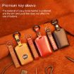 Volvo Car Cowhide Leather Key Cover - Single Slit Style (Brown) - 6