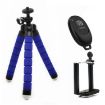 Blue Mini Octopus Flexible Foam Tripod with Phone Clamp & Remote Control - 1