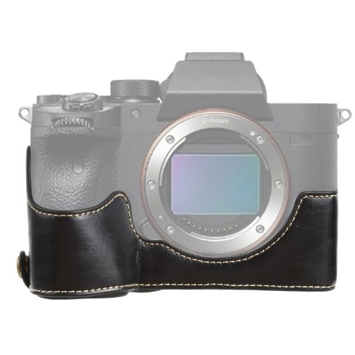 Sony ILCE-7RM4/A7RM4/A7R IV PU Leather Camera Half Case Base, Black - 1