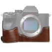 PU Leather Camera Half Case Base for Sony A7R IV - 1/4" Thread (Coffee) - 1