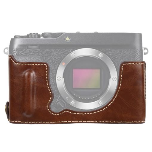 FUJIFILM XE4 PU Leather Camera Half Case Base, 1/4" Thread, Coffee - 1