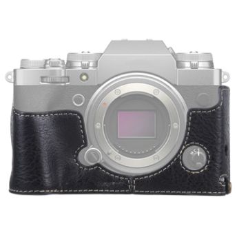 FUJIFILM X-T4 Black PU Leather Camera Half Case 1/4" Thread Litchi Texture - 1