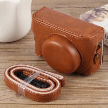 Sony ZV-1F Vlog Camera Leather Case Bag with Strap - Brown - 1