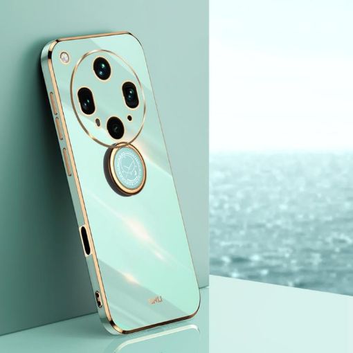 OPPO Find X8 Ultra Mint Green 6D Electroplate TPU Case with Ring Holder - 1