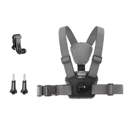 Adjustable 3 in 1 Body Mount Belt Chest Strap with Mount & Screw - Grey - 1