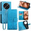 OPPO Find X8 Ultra Blue Leather Phone Case - Tree & Deer Embossed Design - 1