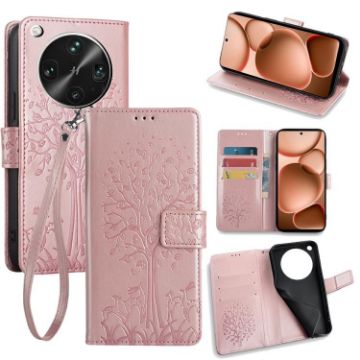 OPPO Find X8 Ultra Rose Gold Tree & Deer Embossed Leather Case - 1