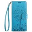Realme 14 5G Blue Leather Phone Case - Tree & Deer Embossed Design - 2