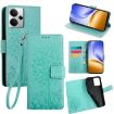 Realme 14 5G Green Leather Phone Case - Tree & Deer Embossed Design - 1
