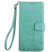Realme 14 5G Green Leather Phone Case - Tree & Deer Embossed Design - 2