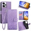 Realme 14 5G Purple Tree & Deer Embossed Leather Phone Case - 1