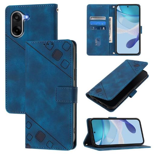 OnePlus Ace 5 Racing Blue Leather Phone Case - Skin-feel Embossed - 1