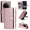 Xiaomi 14 Ultra Rose Gold Diamond Lattice Leather Flip Case - 1